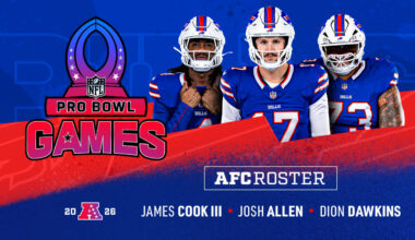 Bills QB Josh Allen, RB James Cook and LT Dion Dawkins named to 2026 NFL Pro Bowl Roster