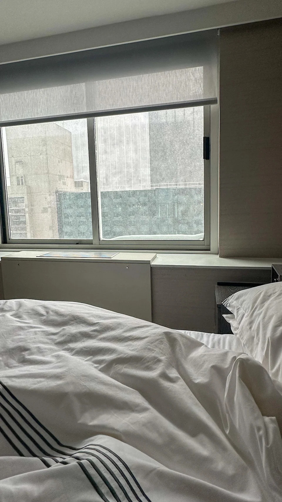 Snowy view from NYC hotel