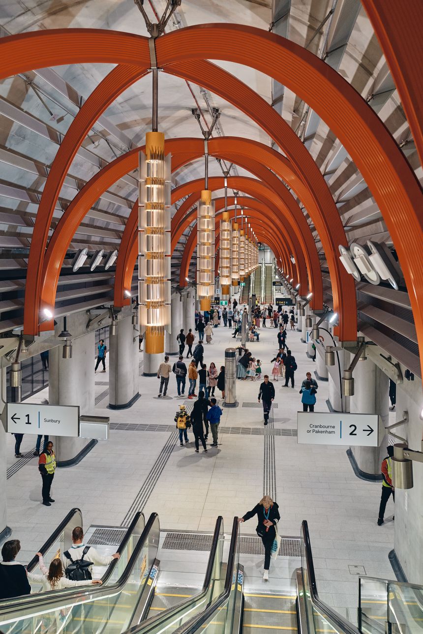 State Library is one of five new underground stations built as part of a major expansion of Melbourne's rail system.
