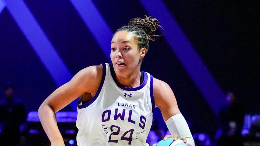 Napheesa Collier dribbles up the court during an Unrivaled game