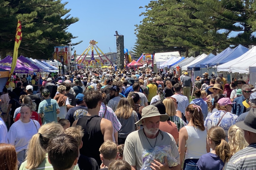 A huge crowd on Port Lincoln's foreshore lawns during Tunarama.
