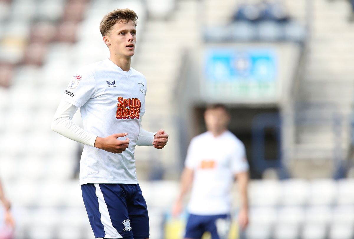 Harrison Armstrong in action for Preston North End during his loan spell with the club