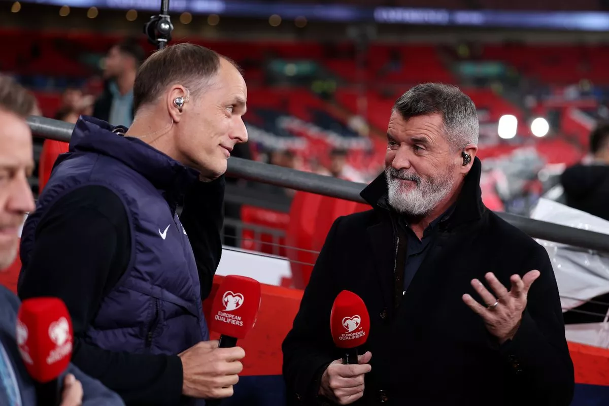 Thomas Tuchel and Roy Keane before England's World Cup qualifier against Serbia at Wembley Stadium