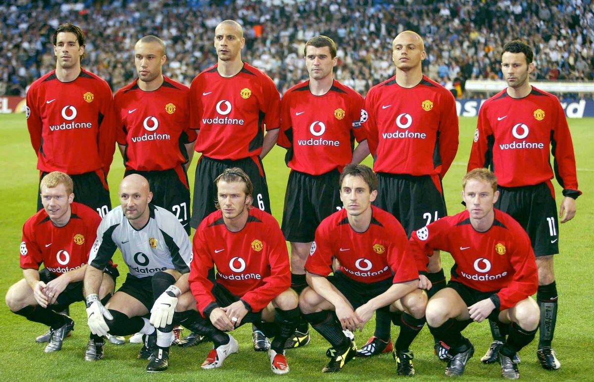 Man United line up vs Real Madrid in April 2003.