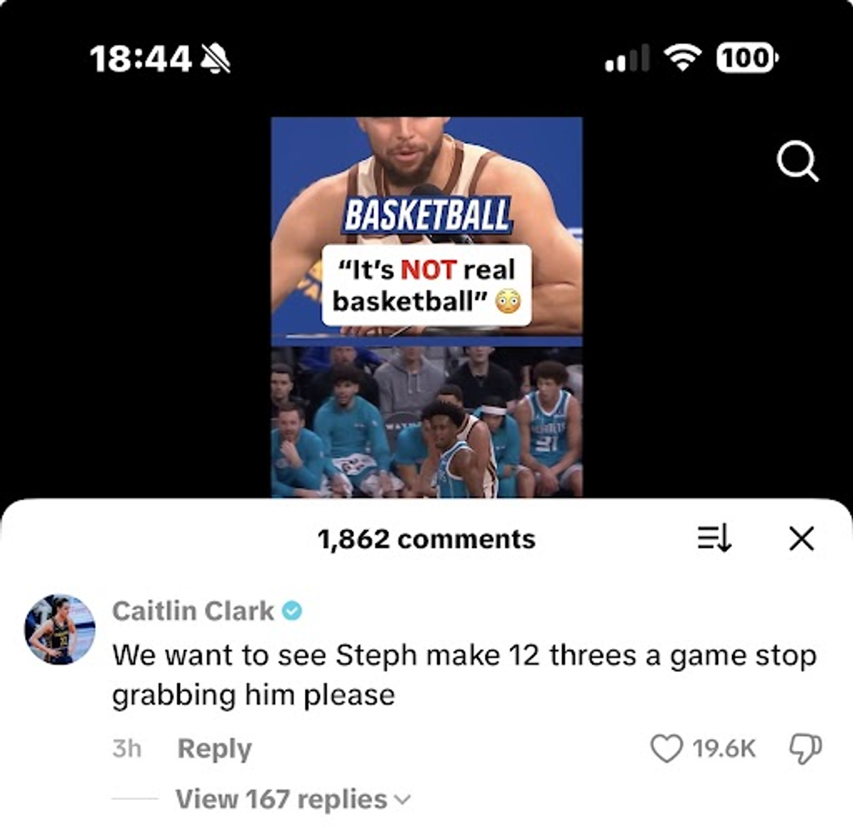 Clark responded to Curry's claim that it's not "real basketball" when he's restricted