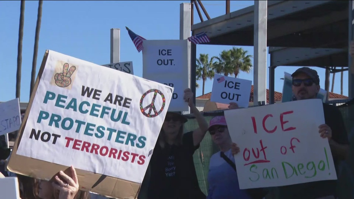 Hundreds rally at anti-ICE protests across San Diego County