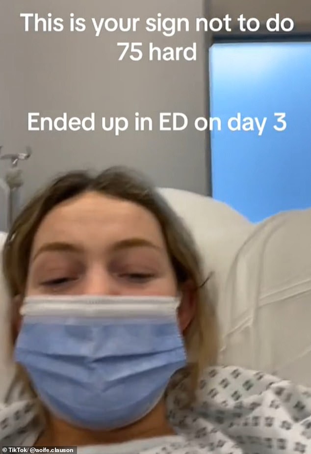 75 Hard is all the rage among influencers, but experts have warned against the potential harms - and Ireland-based Aoife Clauson (pictured) said she ended up in hospital during the regime