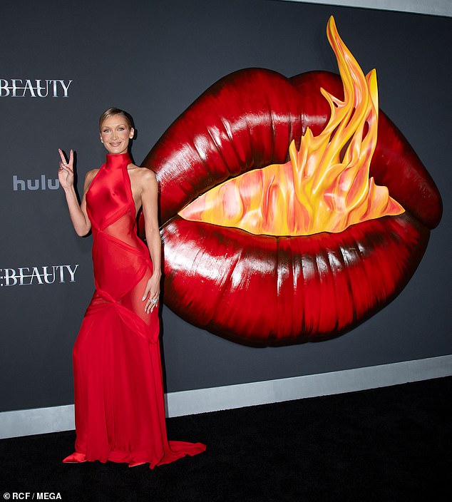 She happily flashed the peace sign