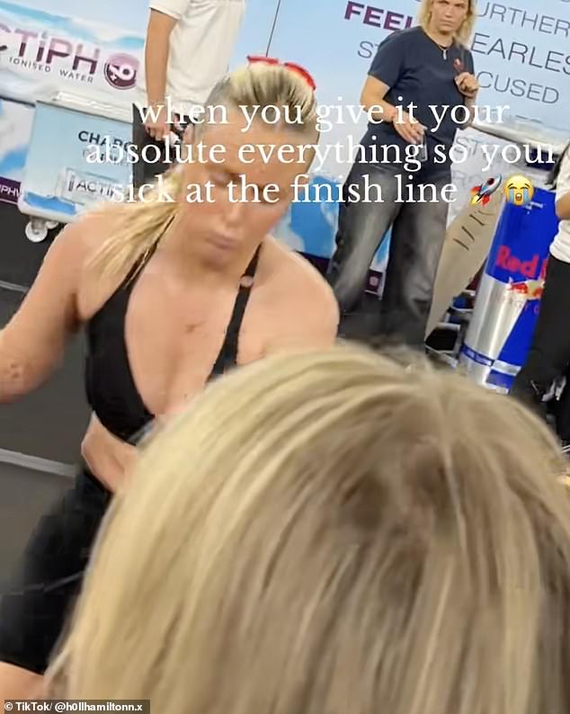 Holl Hamilton, pictured, was immediately sick after she crossed the Hyrox finish line at the Cardiff-based event