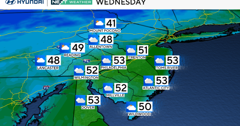Chance of rain, snow Wednesday in Philadelphia region. Here's the weather forecast.