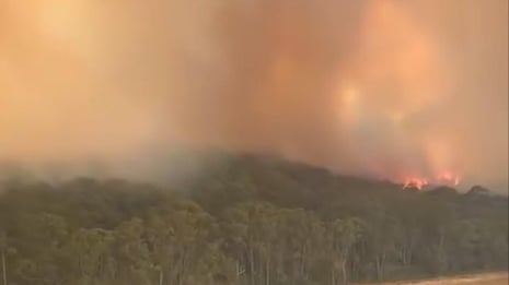 Footage shows smoke and fire in the Otways, one of dozens of bushfires across Victoria – video 