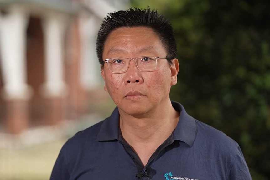 chang liam from the childcarfe alliance speaks to the media