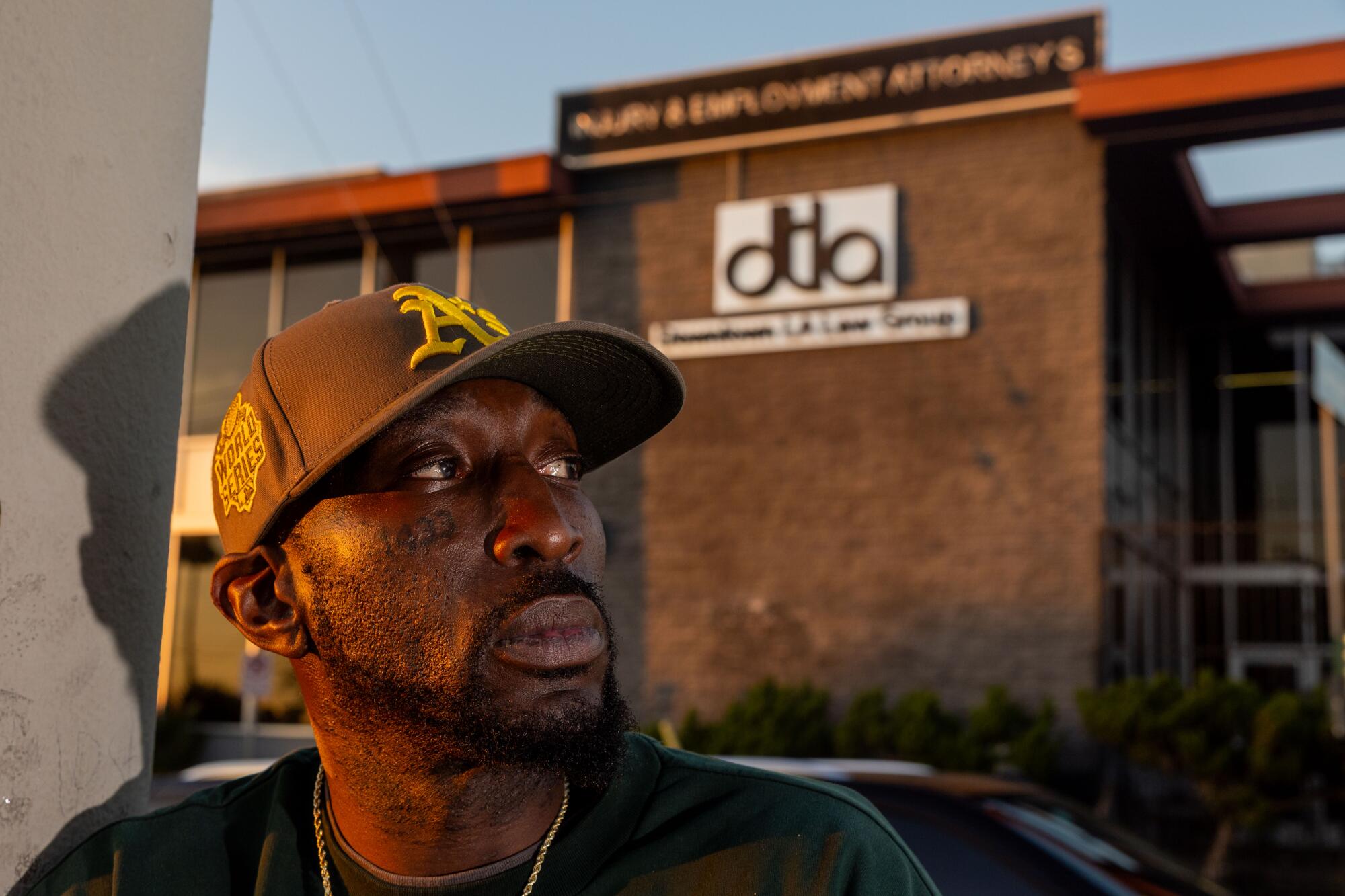 Akeem Smith stands in front of the old DTLA office in East Hollywood.
