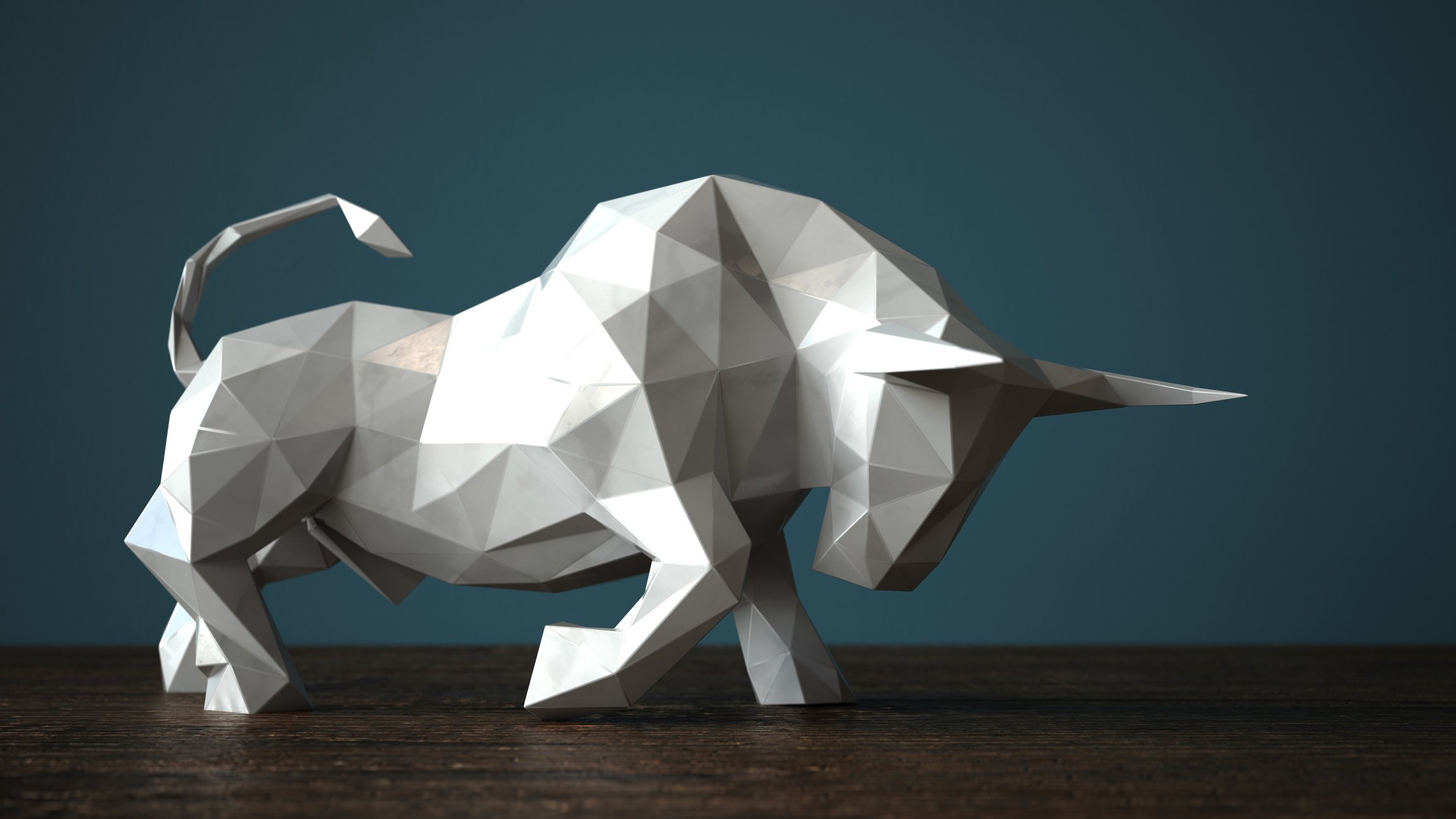 A white oragami bull.