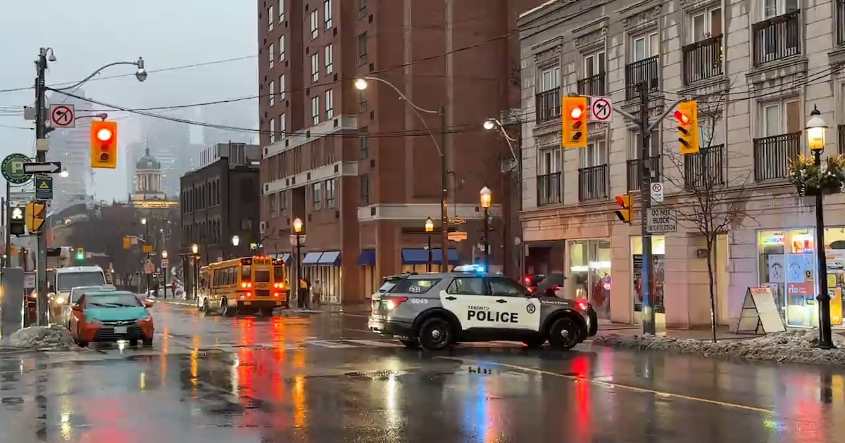 Pedestrian hit by school bus in downtown Toronto