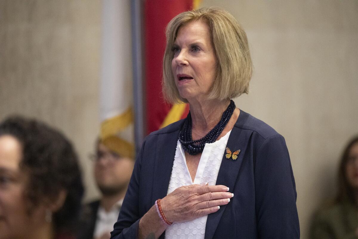 Janice Hahn during a Los Angeles County Board of Supervisors meeting.