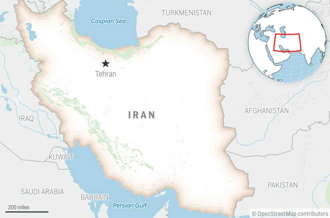 This is a locator map for Iran with its capital, Tehran.
