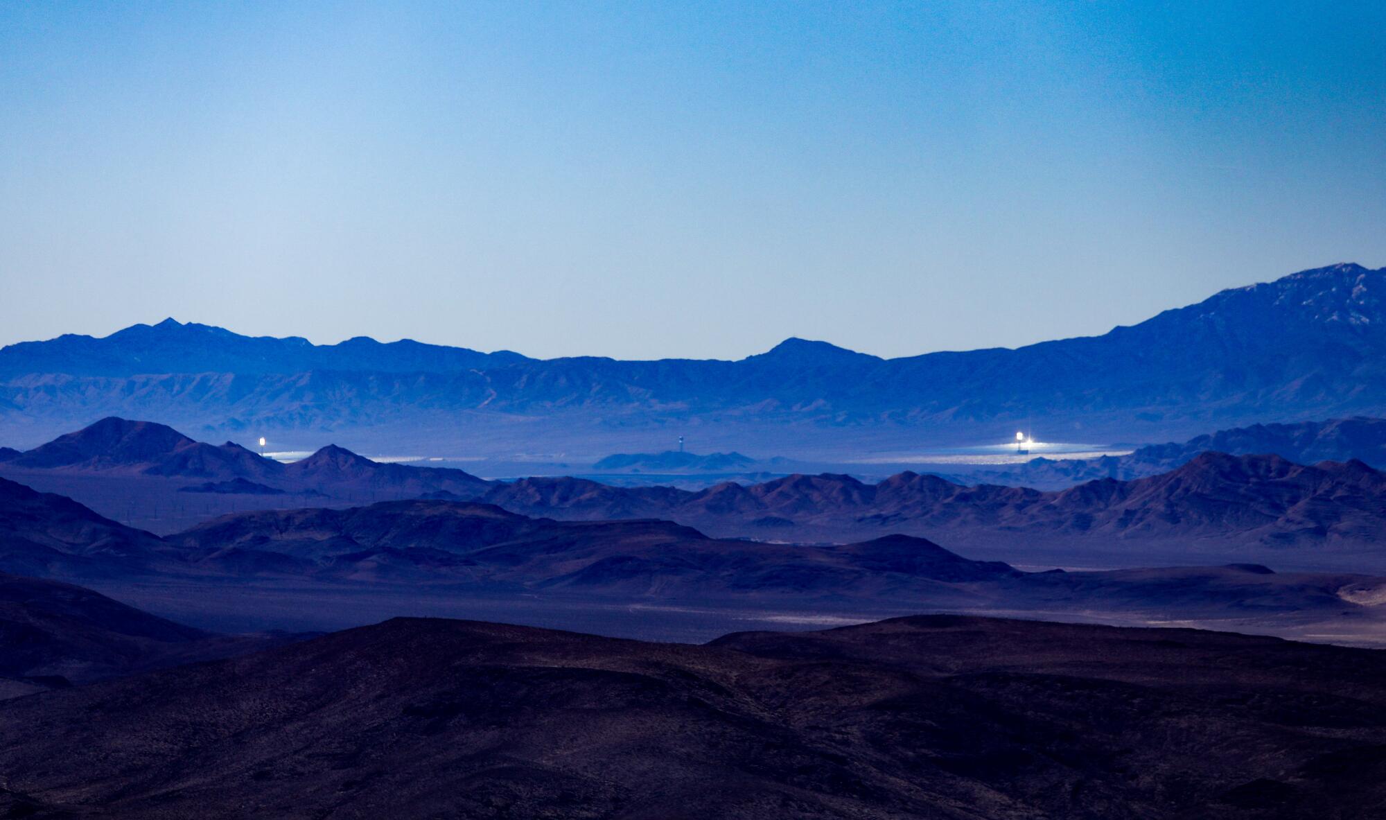 The Ivanpah Solar Electric Generating System concentrated solar thermal plant in the Mojave Desert in 2023.