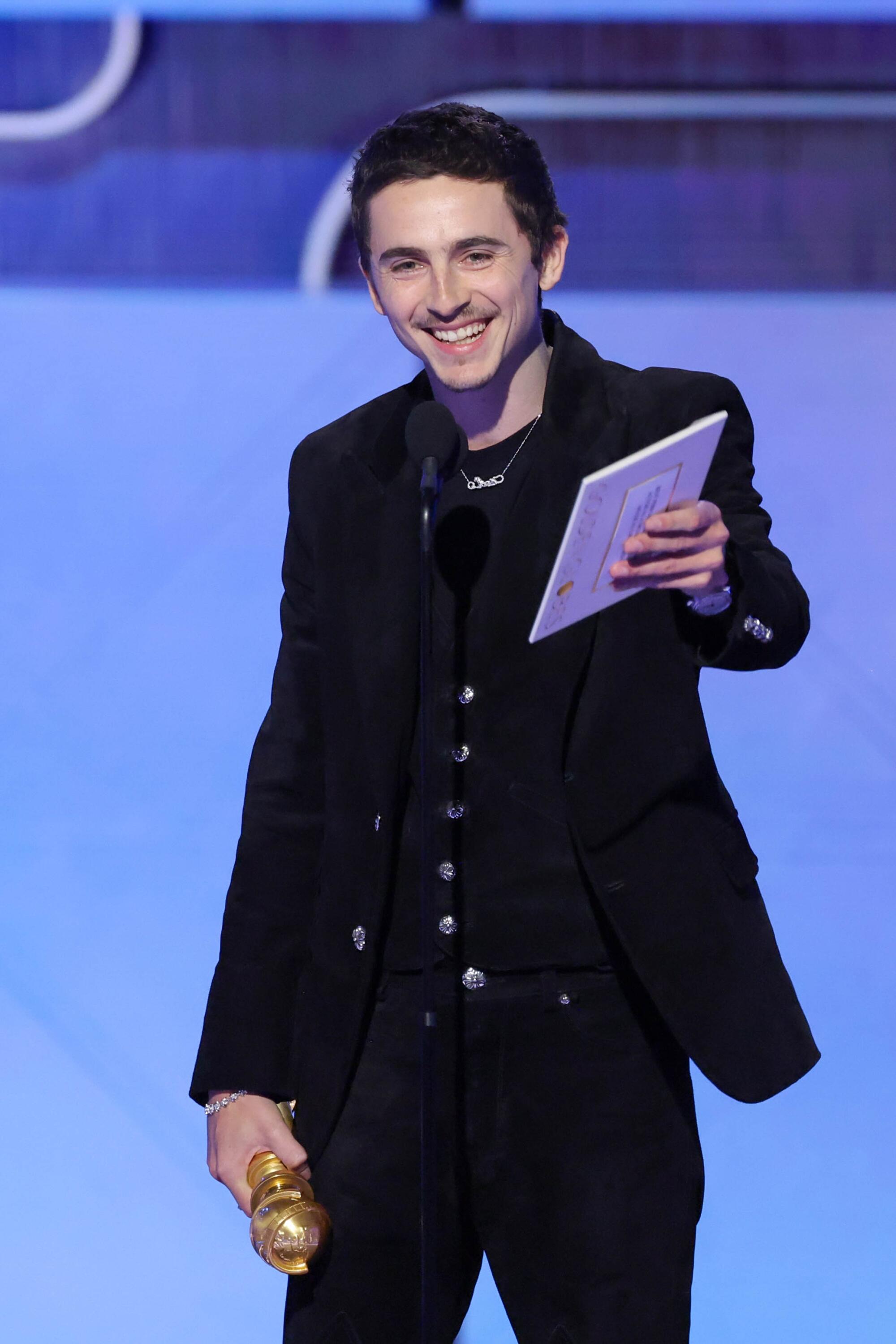 Timothee Chalamet at the 83rd Annual Golden Globes held at The Beverly Hilton.