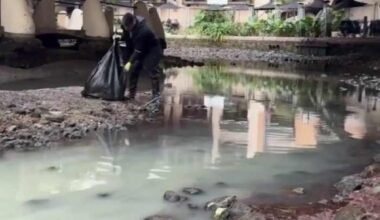 Look at the River Walk as it's being drained