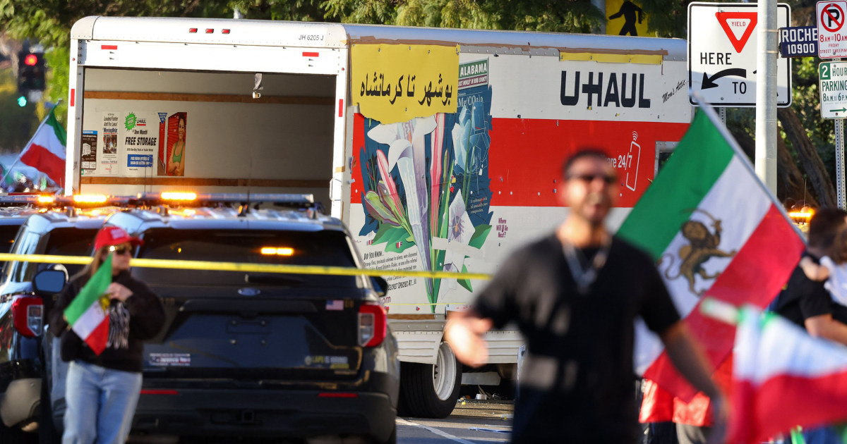 Man booked on reckless driving charge after U-Haul truck drives through Iran protesters in L.A.