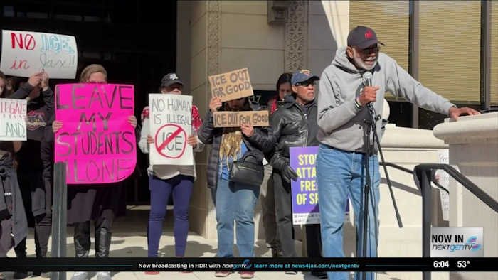 Jacksonville protestors bash ICE operations, demand city employee who posted controversial video be reinstated
