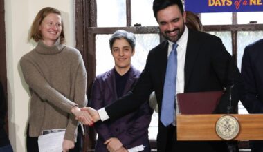 Tenant aide Cea Weaver all smiles with Zohran Mamdani at NYC event