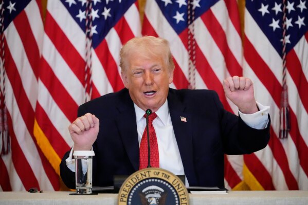 President Donald Trump speaks during an event to promote investment in rural health care in the East Room of the White House, Friday, Jan. 16, 2026, in Washington. (AP Photo/Alex Brandon)