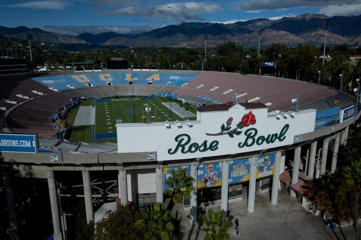 A drone view of the Rose Bowl 