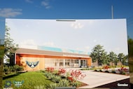 A rendering is on display as the Dallas Wings and the city of Dallas had a groundbreaking at...