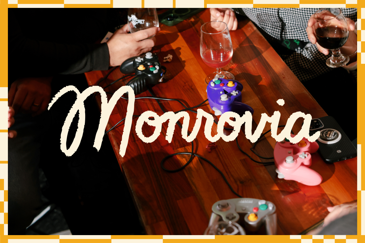 Monrovia typography over gaming table photo
