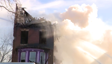 Water freezes as firefighters battle blaze in North Philadelphia