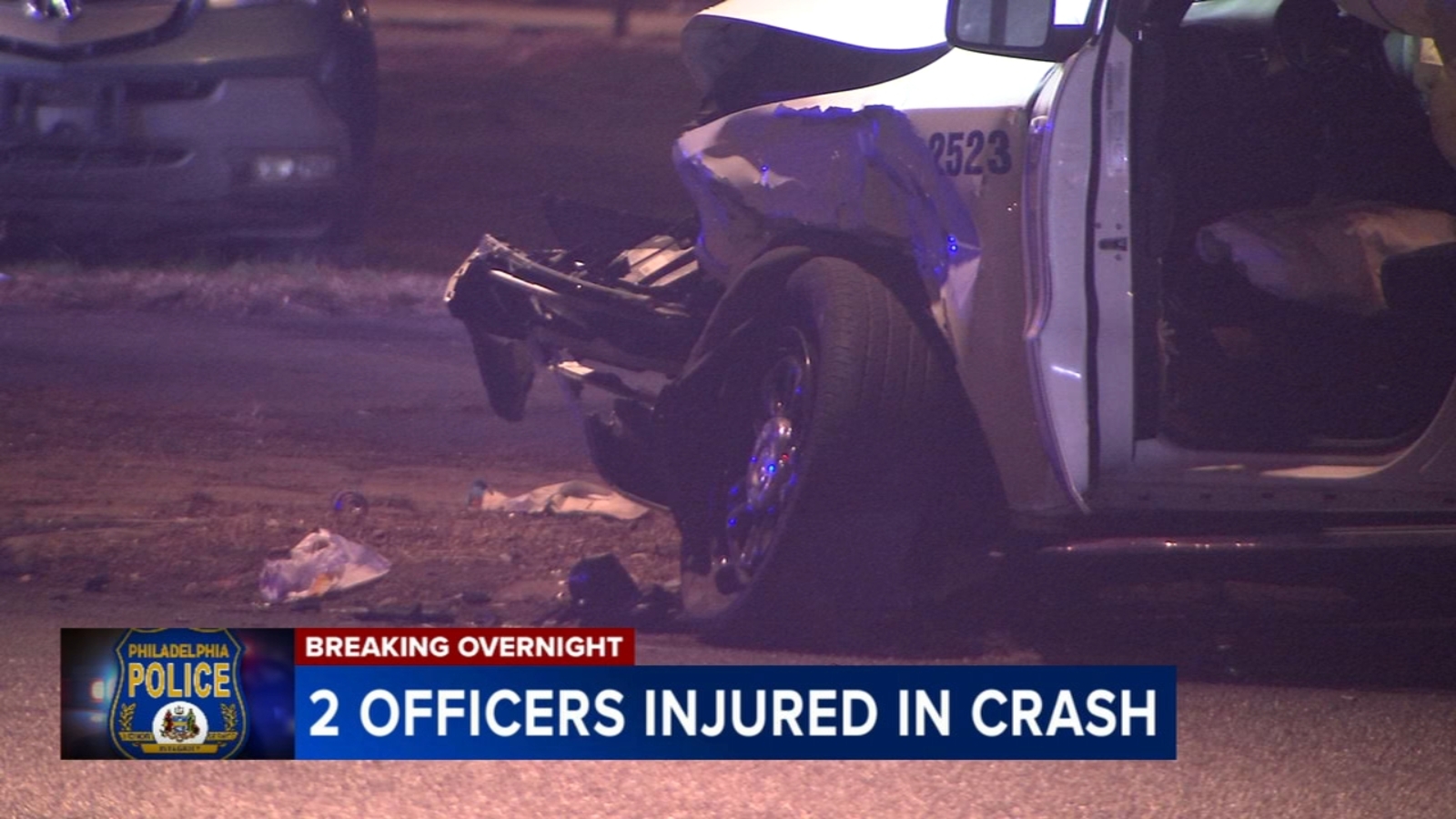 2 police officers injured in crash in North Philadelphia