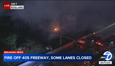 Grass fire shuts down several lanes on 405 Freeway near Hawthorne