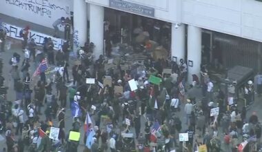 Live updates: Protesters clash with officers during 'ICE Out' protest in downtown LA