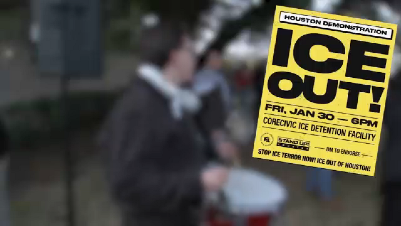 Hundreds protest ICE outside Houston detention center near Bush Airport