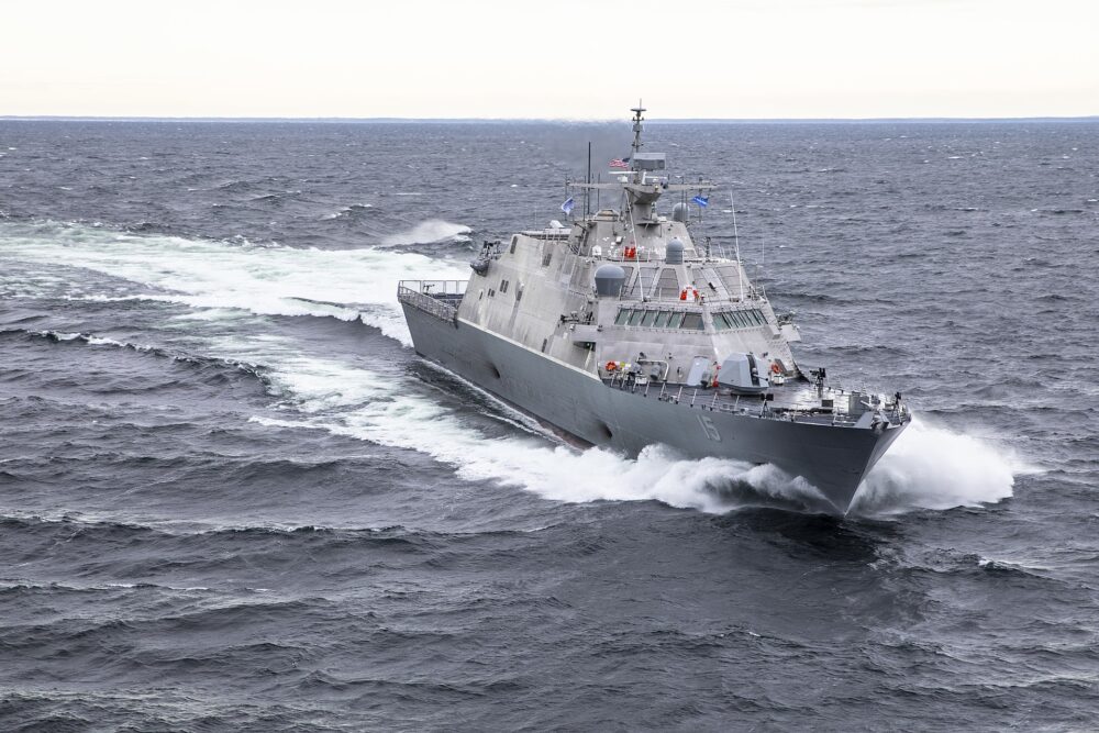 The future littoral combat ship USS Billings (LCS 15) conducts acceptance trials on Lake Michigan, Dec. 6, 2018. Billings is the 17th littoral combat ship, an adaptable platform designed to support focused mine countermeasures, anti-submarine warfare and surface warfare missions.
