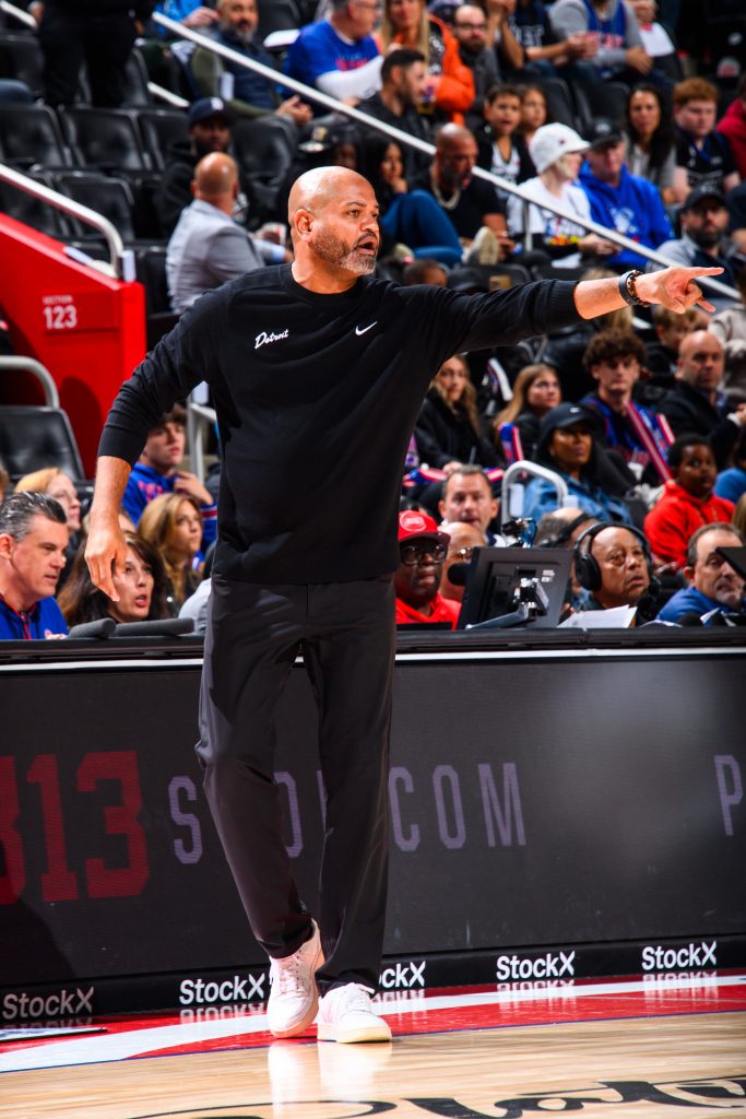 J.B. Bickerstaff coaches the Pistons to a 135- 116 victory over the Orlando Magic on Oct. 29, 2025, at Little Caesars Arena.