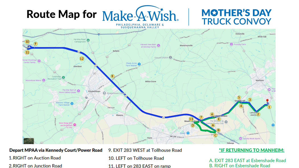 Make-A-Wish Mother’s Day Truck Convoy announces new route for 2026 event 