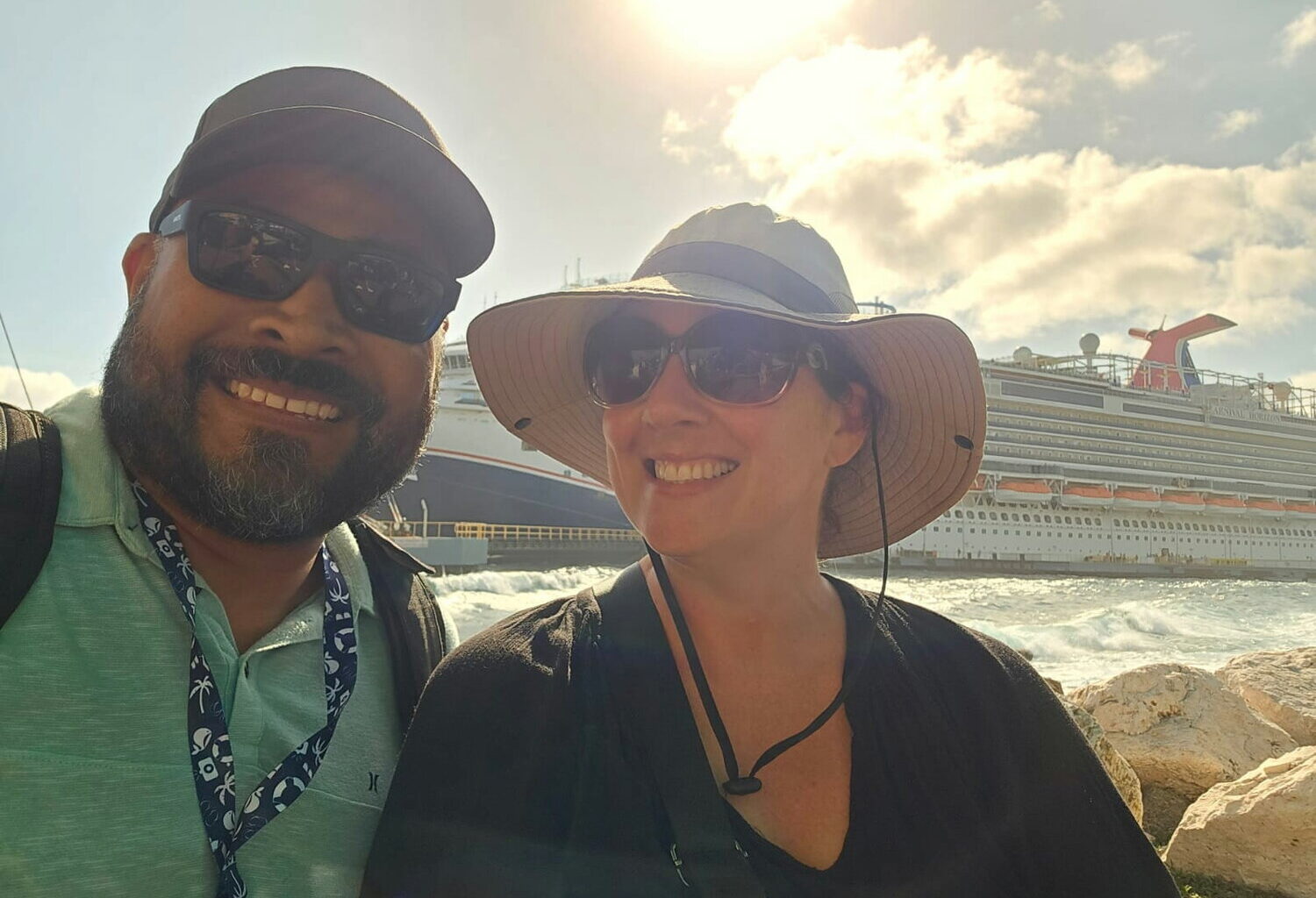 North Phoenix couple Jose Martinez, left, and his wife Tammy Verhas were returning from a nine-day cruise to the South Caribbean aboard a Carnival Cruise ship when their trip was interrupted by ICE agents, who detained Martinez for approximately 90 minutes on Monday morning. (Courtesy of Tammy Verhas)