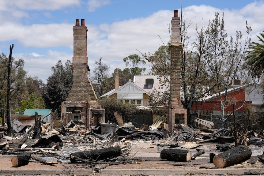 A home destroyed by fire in Natimuk.