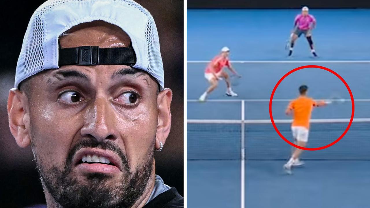 Nick Kyrgios press conference after doubles loss, Thanasi Kokkinakis review for hitting ball on other side of net, shoulder injury, slams technology, reaction, latest news