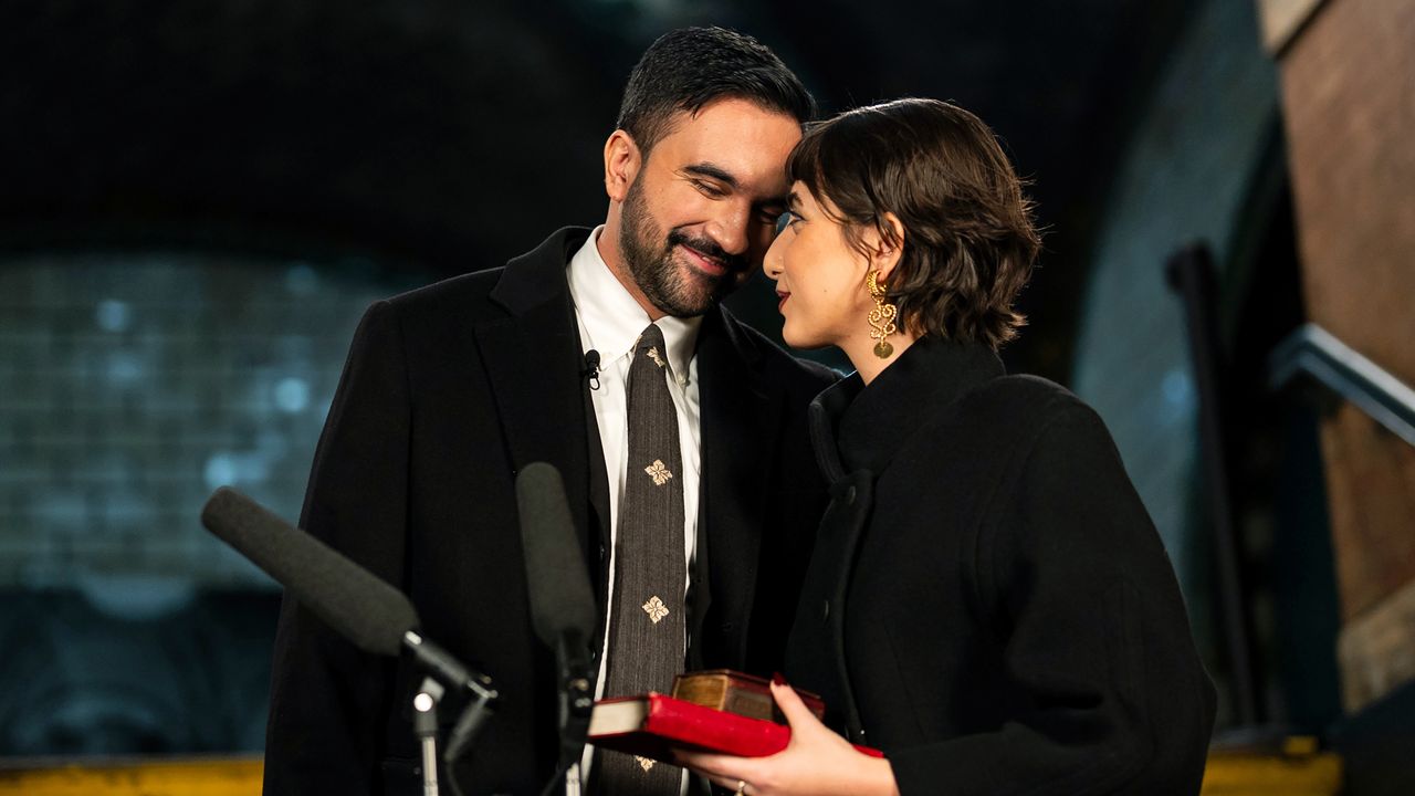 New York City Mayor Zohran Mamdani and Rama Duwaji Matched in Sleek Black at His Swearing In