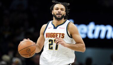 Jamal Murray dribbles the ball