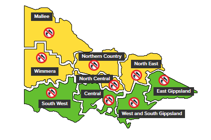 A total fine ban map of Victoria.