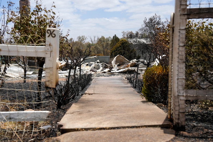 A home destroyed by fire in Natimuk.