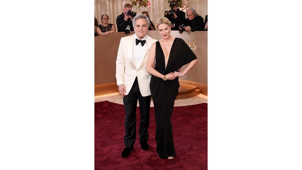 BEVERLY HILLS, CALIFORNIA - JANUARY 11: (FOR EDITORIAL USE ONLY) (L-R) Mark Ruffalo and Sunrise Coigney attend the 83rd Annual Golden Globe Awards at The Beverly Hilton on January 11, 2026 in Beverly Hills, California. (Photo by Monica Schipper/Getty Images)