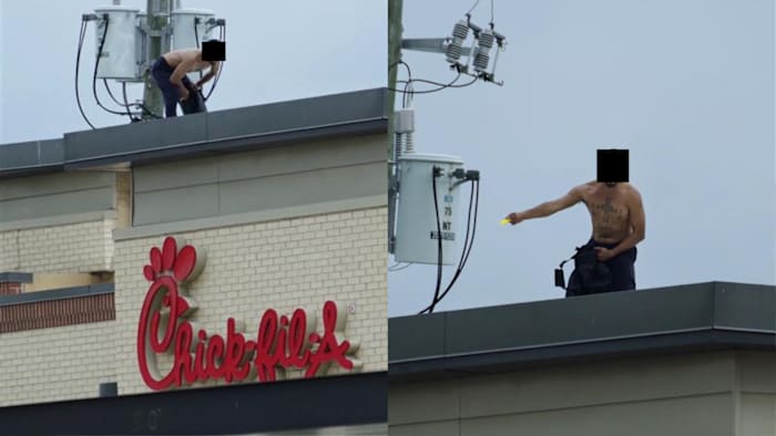 Houston Chick-fil-A restaurant evacuated after man holding bladed objects refuses to come off roof