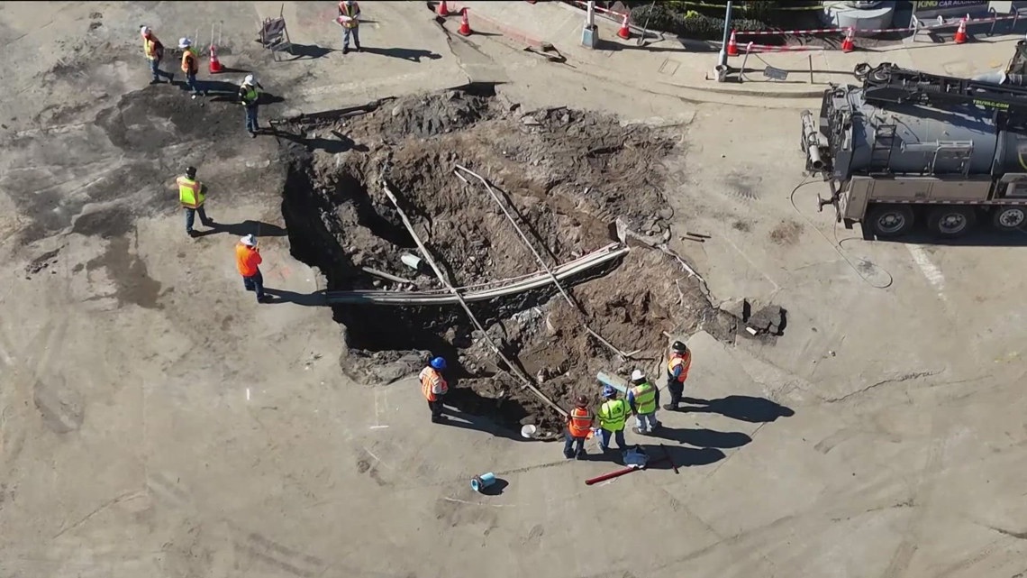 Sinkhole repairs continue in San Diego’s Morena neighborhood, businesses still impacted