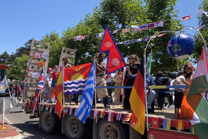 A street procession during Tunarama Festival.